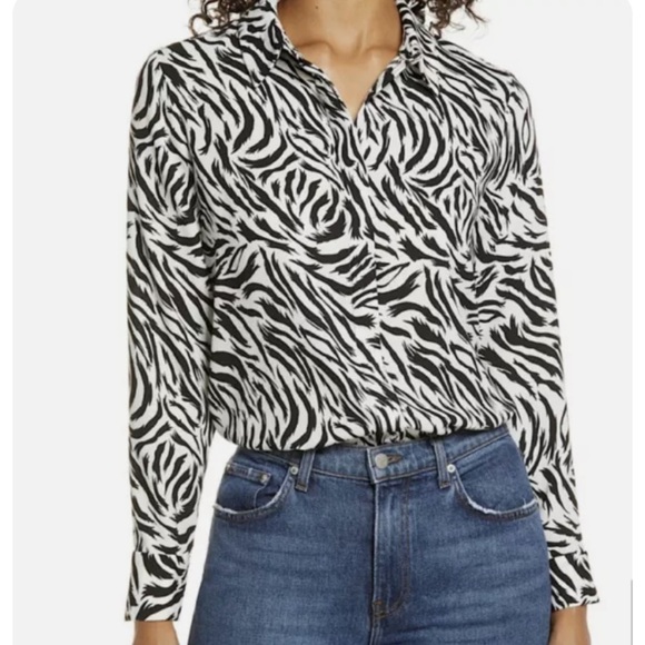 Halogen black and white zebra print blouse - Picture 2 of 7